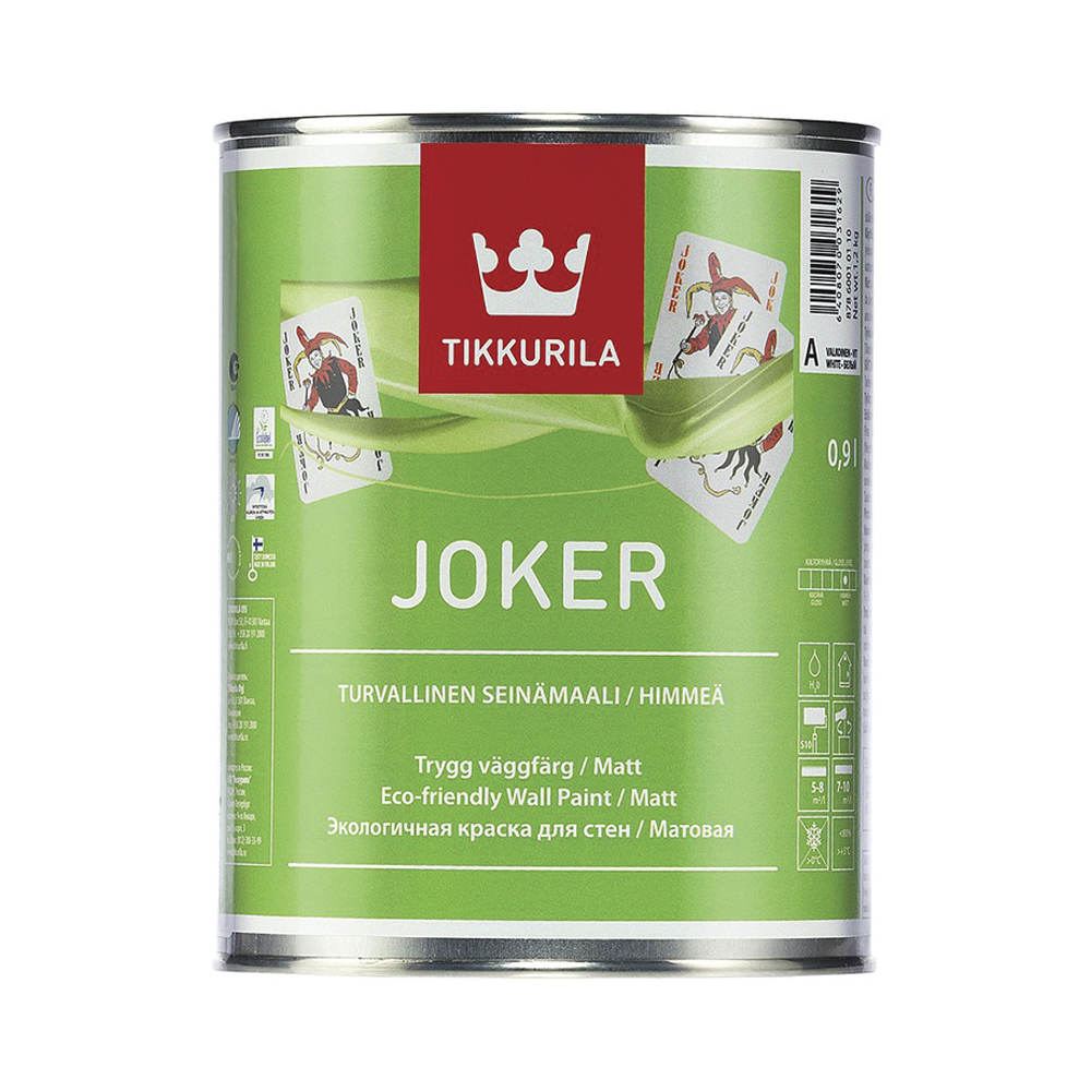 Краска Tikkurila Joker A матовая 0,9 л для стен и потолка 2 374 р.