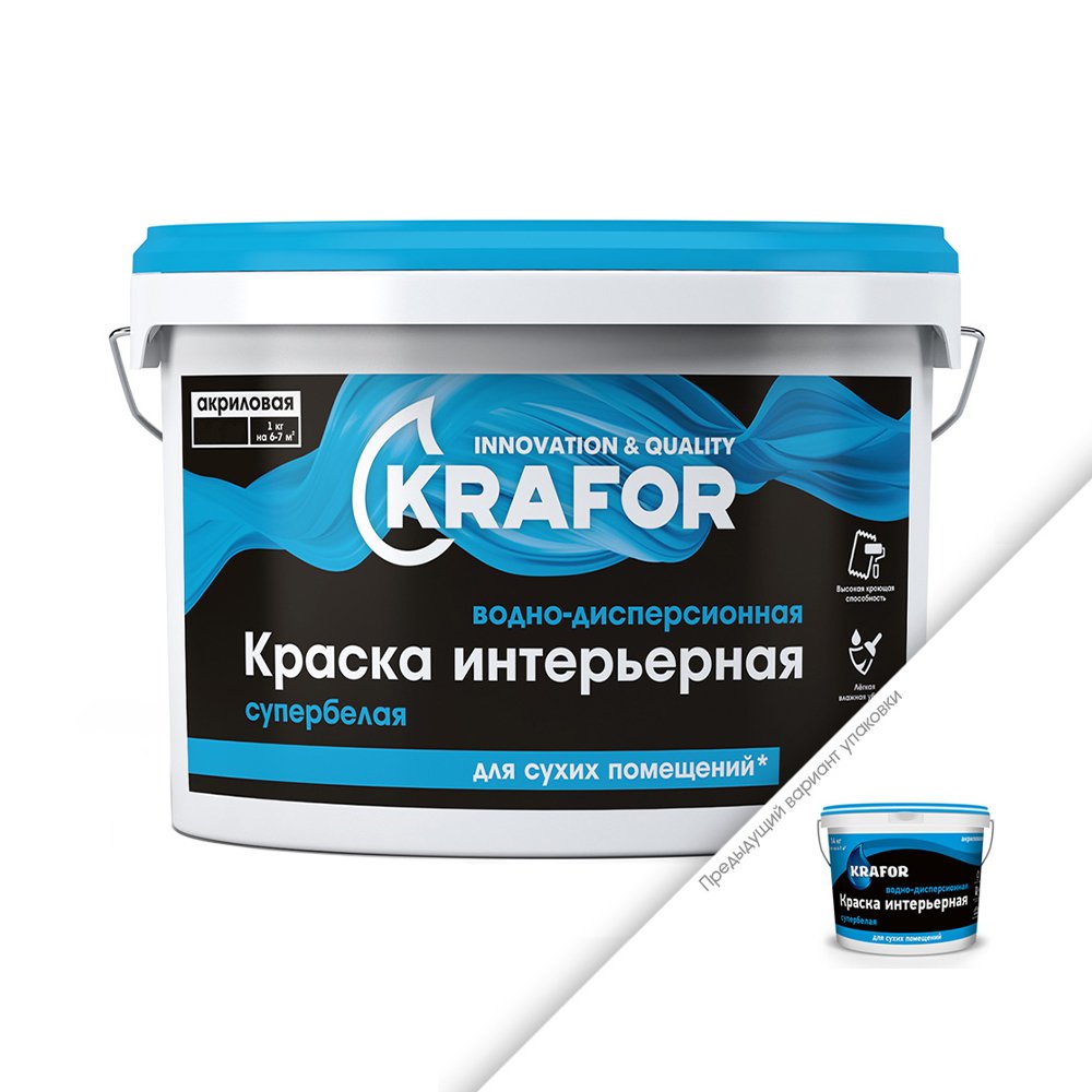 Краска фасадная особопрочная Krafor 30224 белая 40 кг